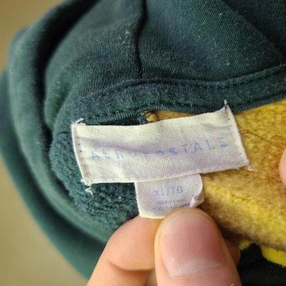 Retro 'Aeropostale' green/yellow split logo hoodie pullover sweatshirt men's XL - Picture 3 of 3